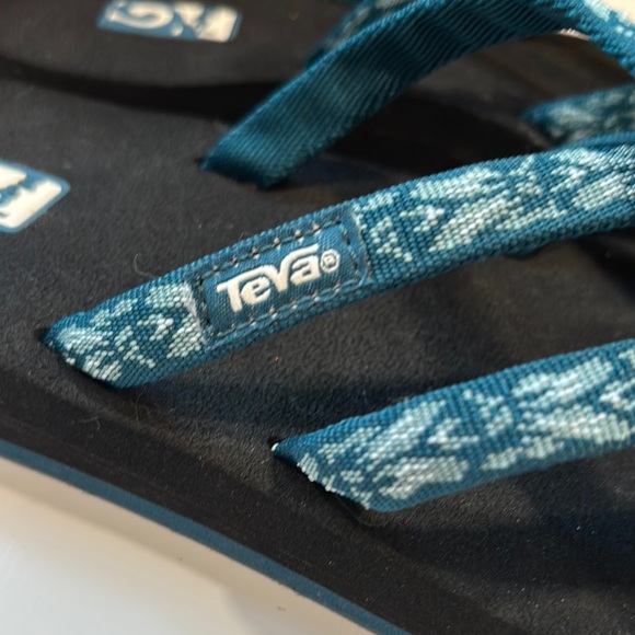 TEVA OLOWAHU MUSH BLUE BLACK STRAPPY FLIP FLOP THONG SANDAL - Picture 3 of 7